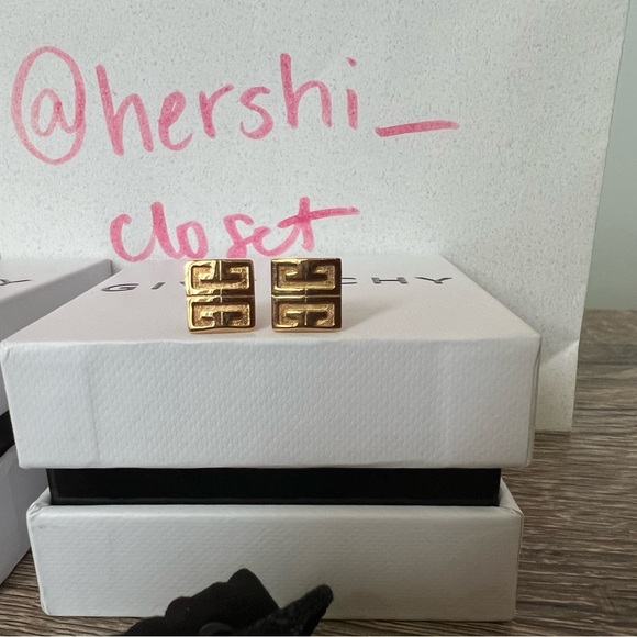 Authentic Givenchy 4G Stud Earrings Silver Gold Toned - Picture 9 of 12